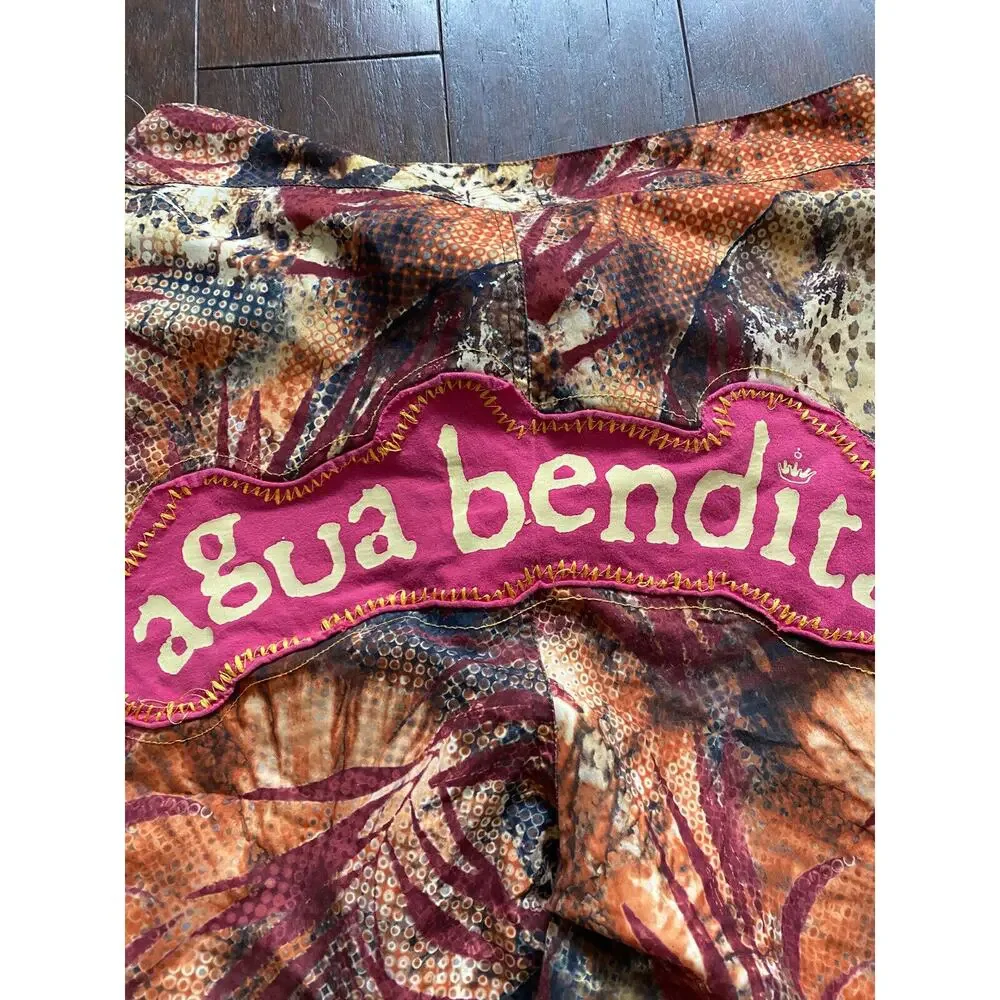Agua Bendita Swim Trunks Men 32 M Brown Orange Leopard Printed Board Shorts